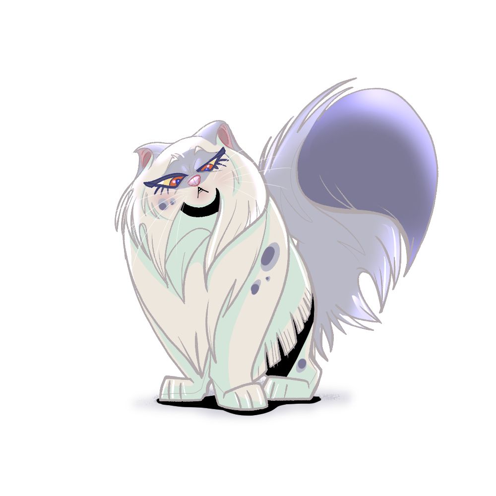 Drawing of "Beakswan", a fluffy light colored cat.  Character belongs to holdenfound.