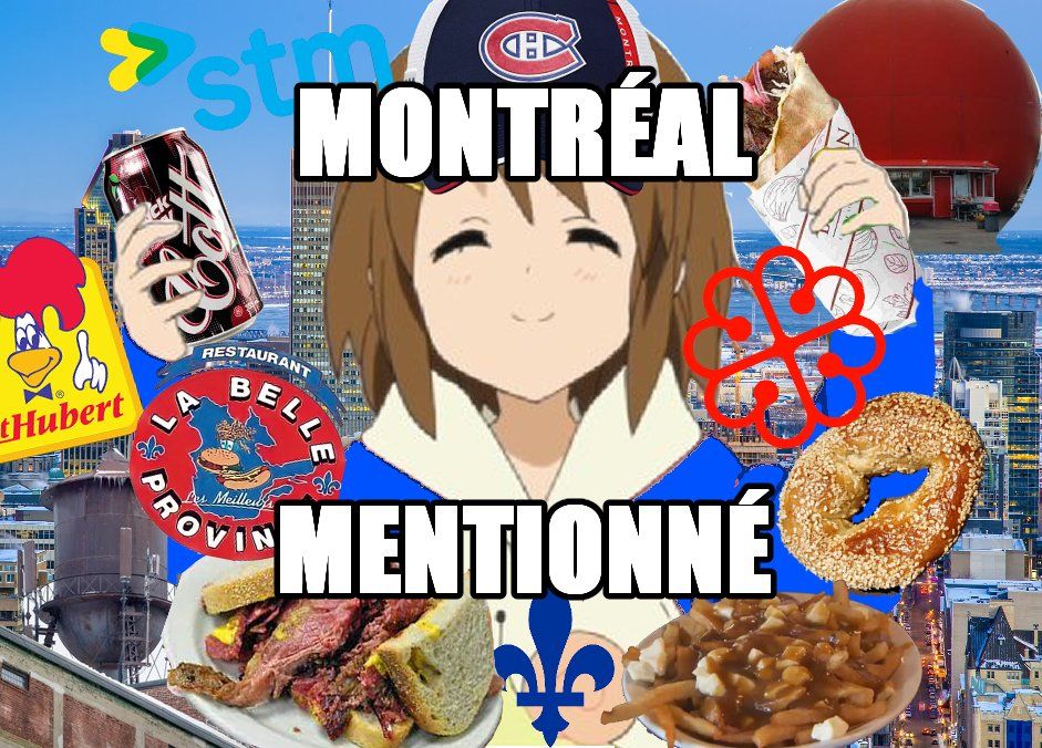 "Montréal mentionné", surrounded by Montreal typical items