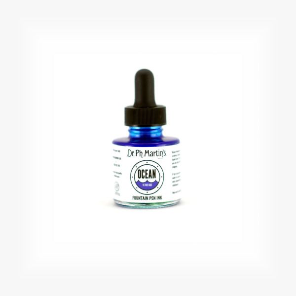 About This Bottle Dr. Ph. Martin's Ocean Fountain Pen Ink is an entirely new, pigment based ink for fountain pens. The first of it's kind, Dr. Ph. Martin's Ocean Fountain Pen Ink is lightfast, archiva...