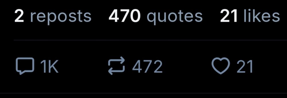 A screenshot of how bad this dumbass skeet got ratio'd: over a thousand replies, 470 quote-skeets, and only 21 likes. Pathetic.