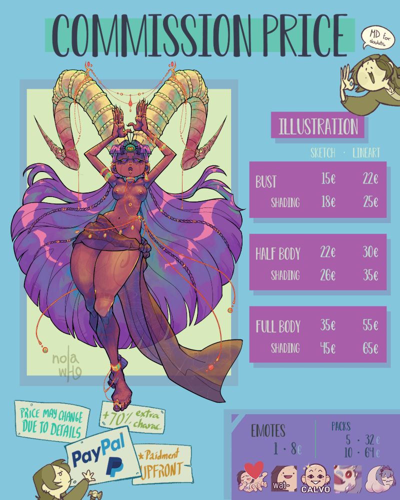 commission price table