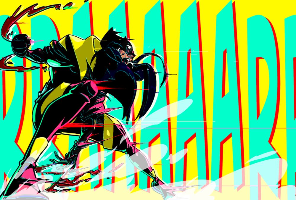 Wolverine, in her NYX fit, sliding backwards while slicing away at unseen opponents and screaming in rage 