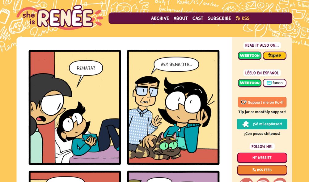 Screenshot of the site of the webcomic "She is Renée".