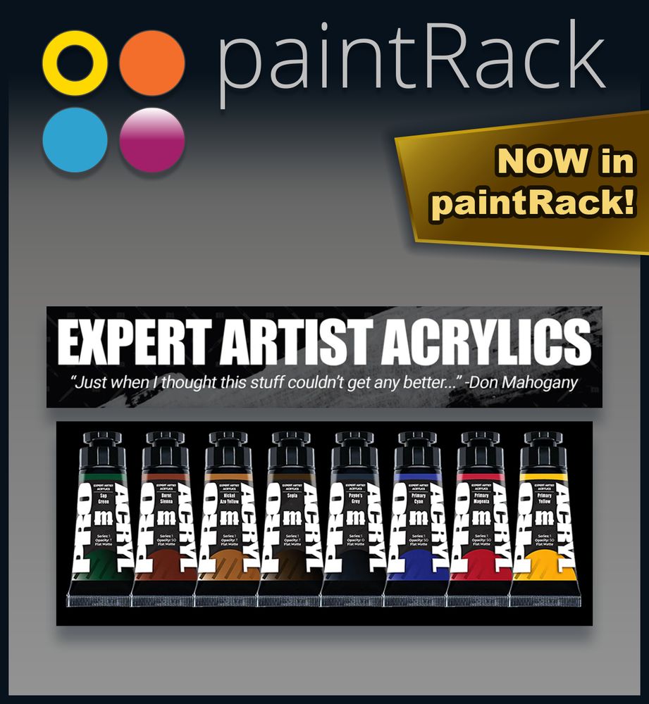 paintRack marketing image showing Pro Acryl Expert Artist Acrylics