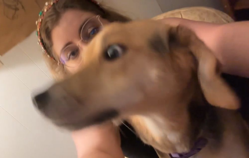portrait of Delia with her dog