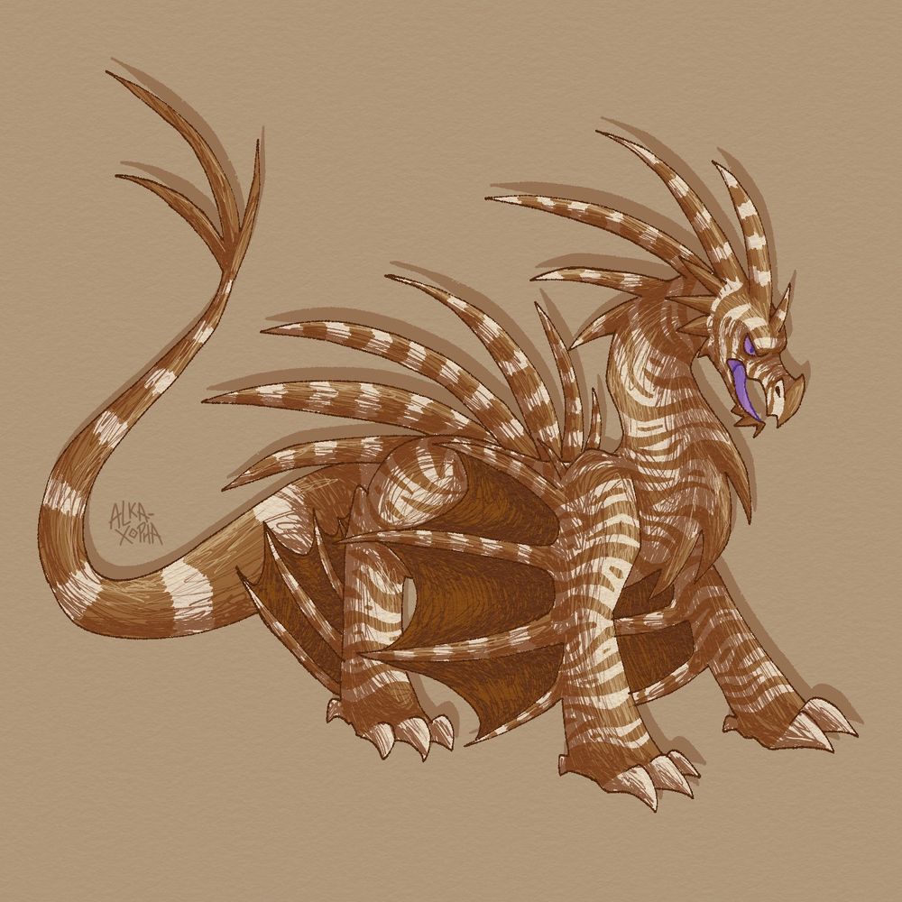 a digital drawing of an aquatic dragon based on a lion fish