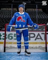 Colorado Avalanche wearing their 3rd Jersey which is a throwback to the Quebec Nordiques. 