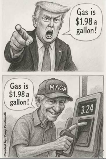 Trump: Gas is $1.98

Maga guy at pump reading $3.24: gas is $1.98