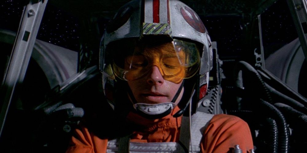 luke shooting the death star using his feelings instead of the targeting computer