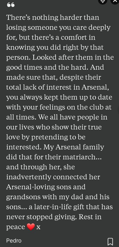 Pedro (Pete) of Le Grove, with some lovely words for a loved one who passed.