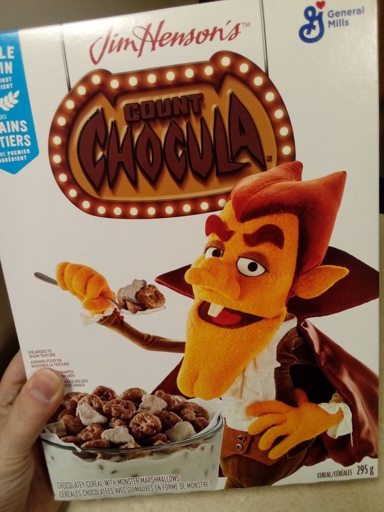 A box of Count Chocula cereal, but the caricature is a Muppet 
