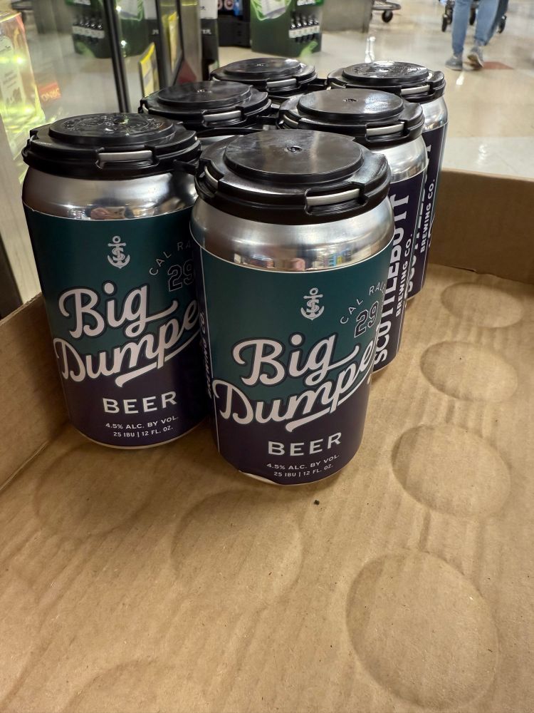 A six pack of scuttlebutt beer labeled “Big Dumper” for Cal Raleigh of the Mariners 