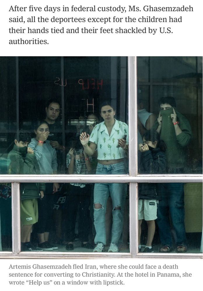 Artemis Ghasemzadeh fled Iran, where she could face a death sentence for converting to Christianity. At the hotel in Panama, she wrote “Help us” on a window with lipstick.