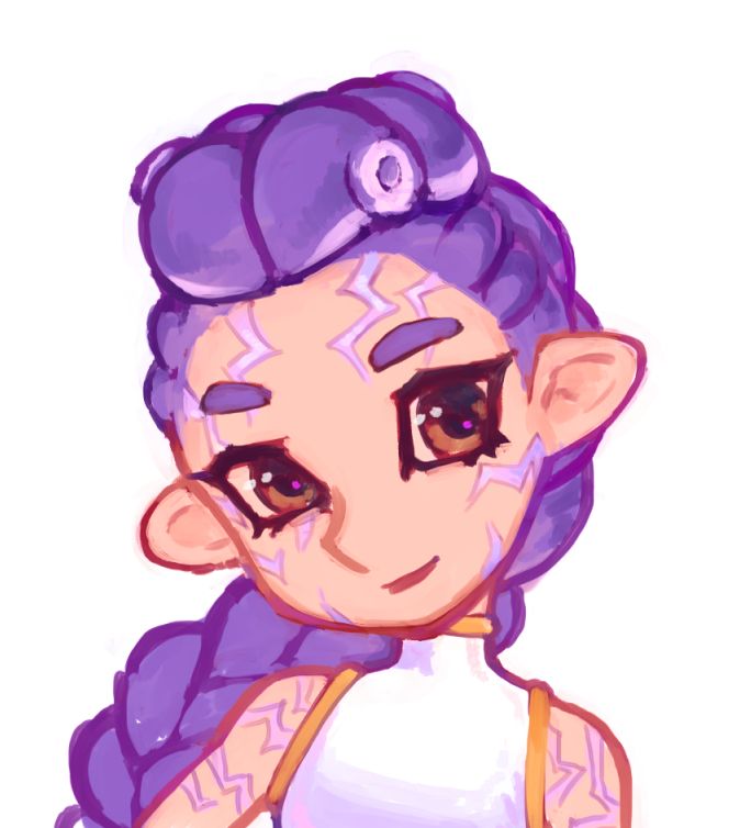 digital painting of Rumi in the style of an octoling from splatoon