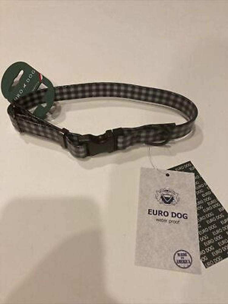 New Euro-Dog Luxury Waterproof Dog Collar Gingham Medium 15-18”  | eBay