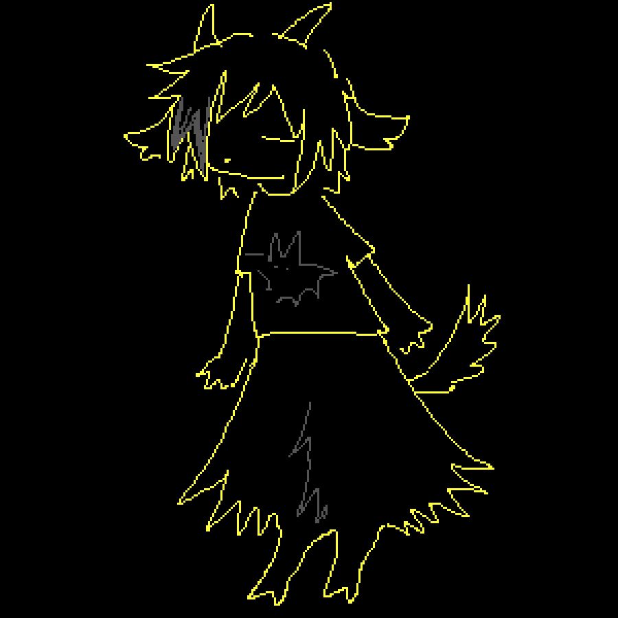 low-fidelity drawing of a goat boy whose very wooly hind legs make the silhouette of a long skirt