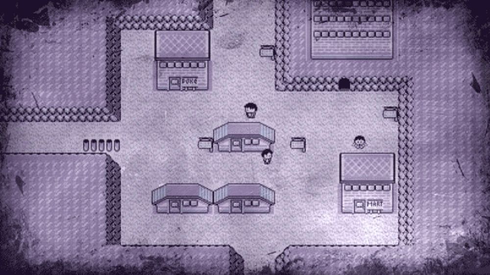 A creepy screenshot of Lavender Town from Pokemon Red & Blue
