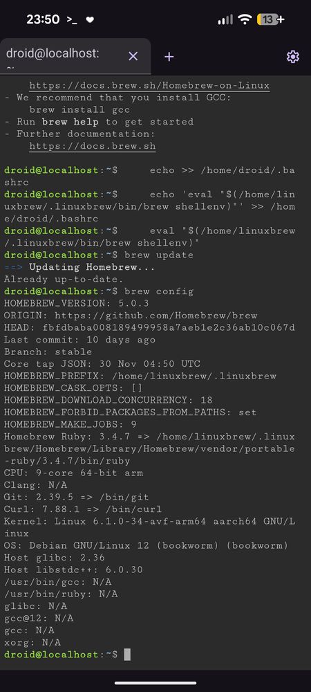 Brew config output on my Pixel 8