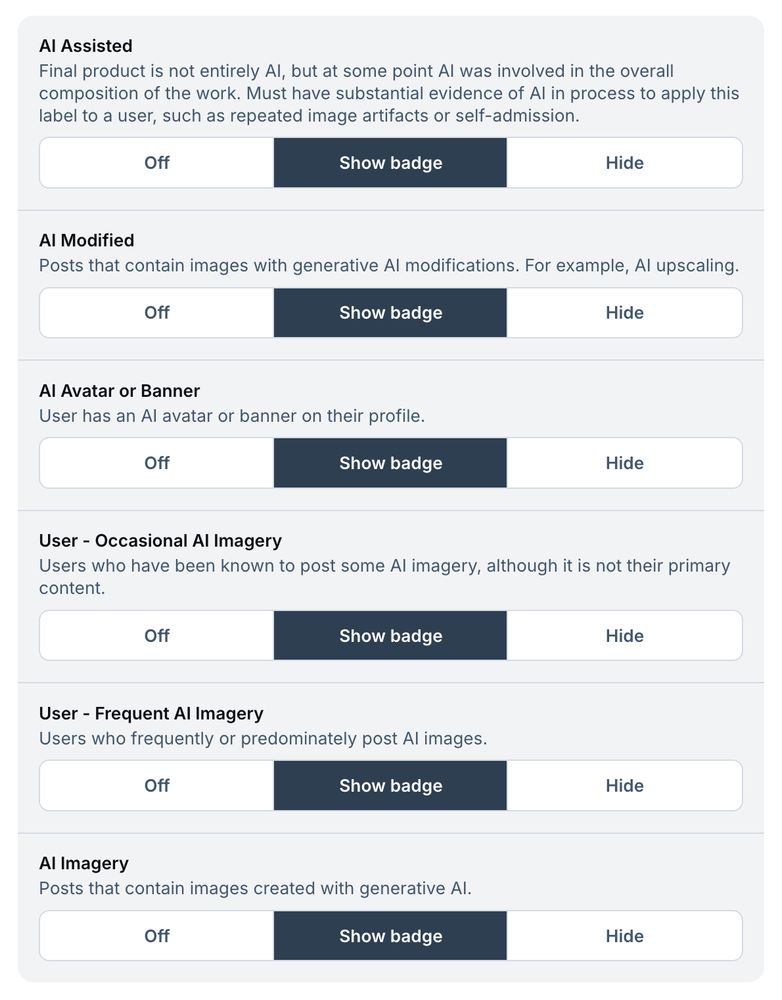 Screenshot of AI Imagery Labeler options