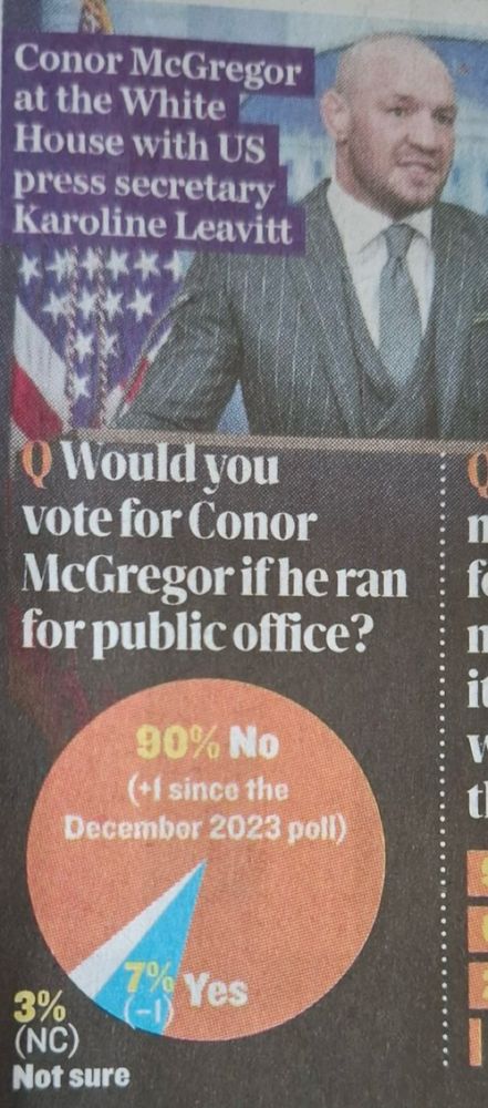 90% of Irish people would not vote for McGregor poll image 