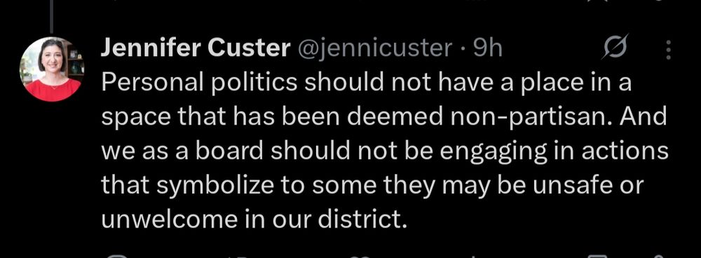 Jennifer Custer stating that the watermelon pins were political, violated the school board 's 