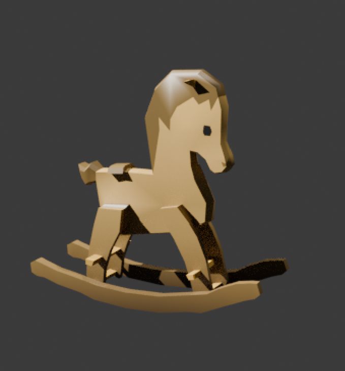 3d model of a toy rocking horse.