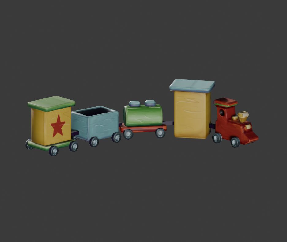 3d model of a toy train.