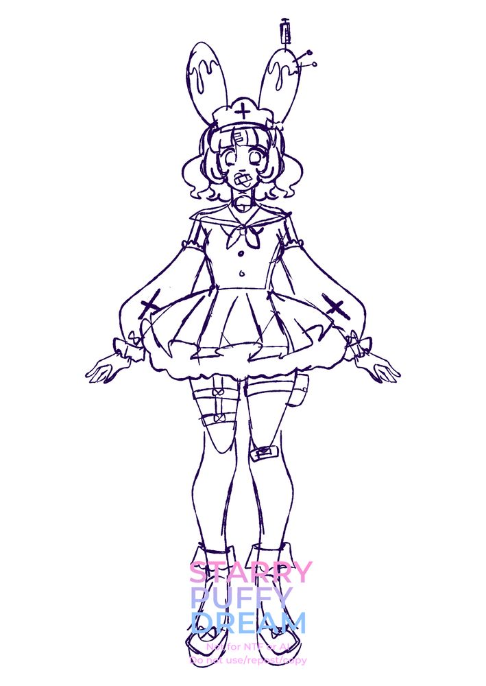 Sketchy fullbody of my character Keri. She is a nurse. Design by Yoyokai