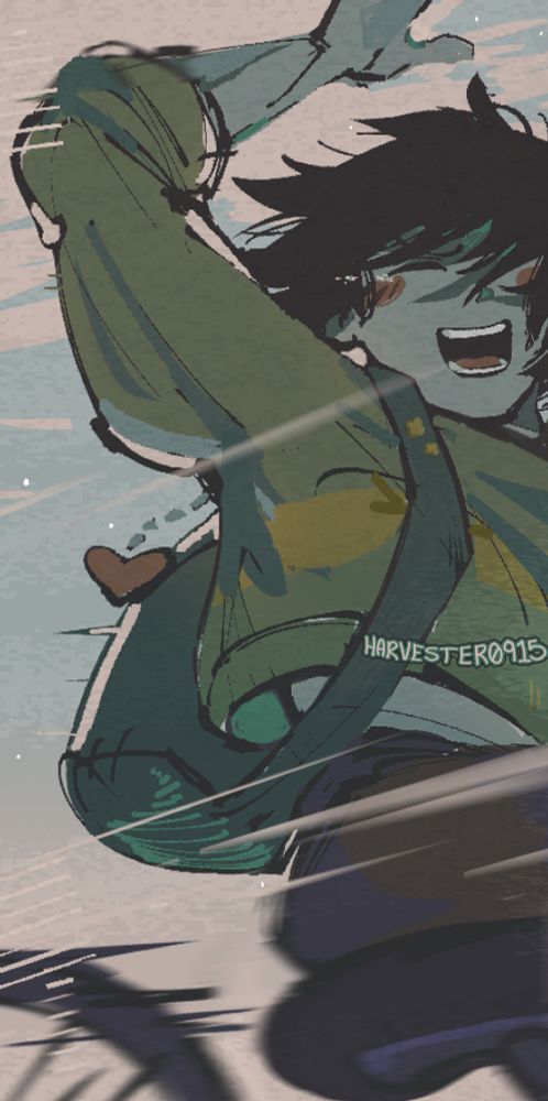 Chara from undertale riding on a bike
