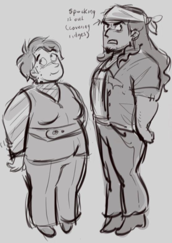 Another drawing of ma’ah and t’rill in human disguise