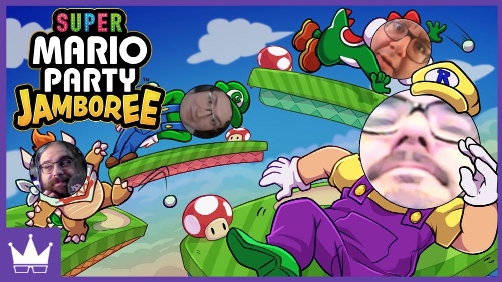 On the golf tilt mini-game (I really like this game y’all), Ray, Matt, Spencer and Gamekxnd have a screenshotted in-game facecam image acting as the head of their characters. Ray as Wario, Matt as Baby Bowser, Spencer as Yoshi and Gamekxnd as Luigi. 