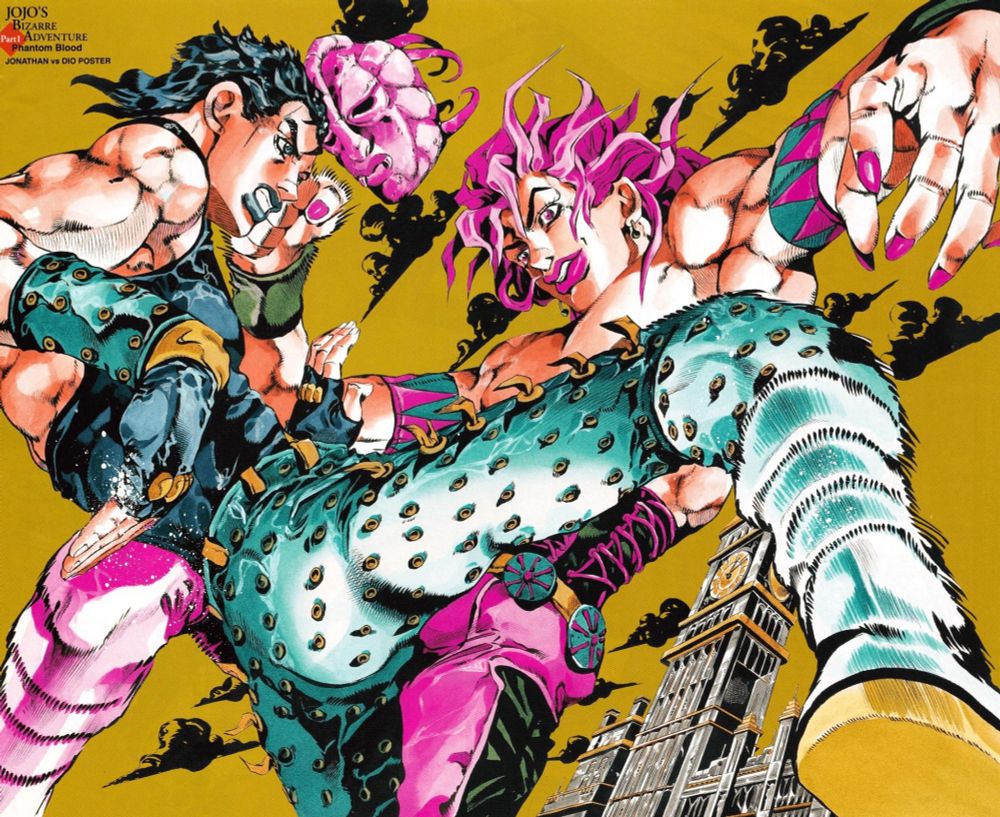 hirohiko araki illustration of dio and jonathan circa 2004