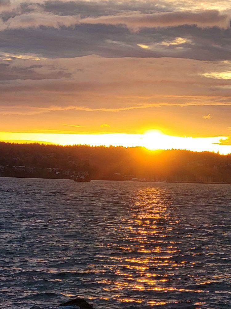 Sunset over water, False Creek, Vancouver, BC