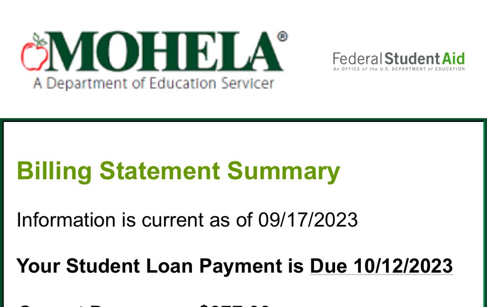 Student loan billing statement