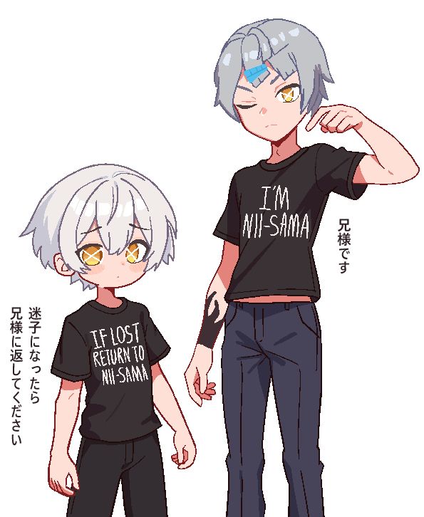 If lost, return to Nii-sama（迷子になったら兄様に返してください）
I'm Nii-sama（兄様です）