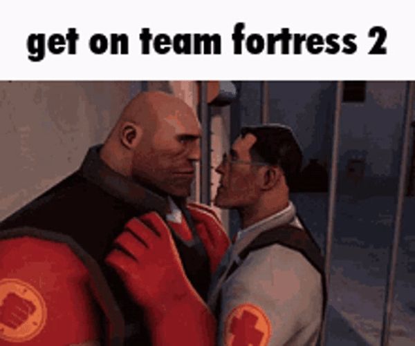 SFM fan animation of Heavy and Medic from Team Fortress 2 sharing a tender kiss. 