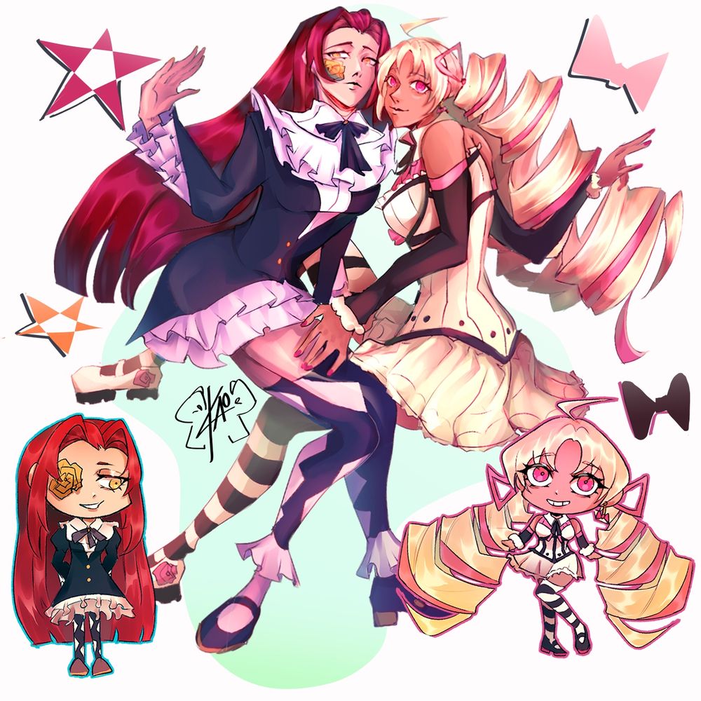 oc illustration of my characters, Sienna and Chantilly 