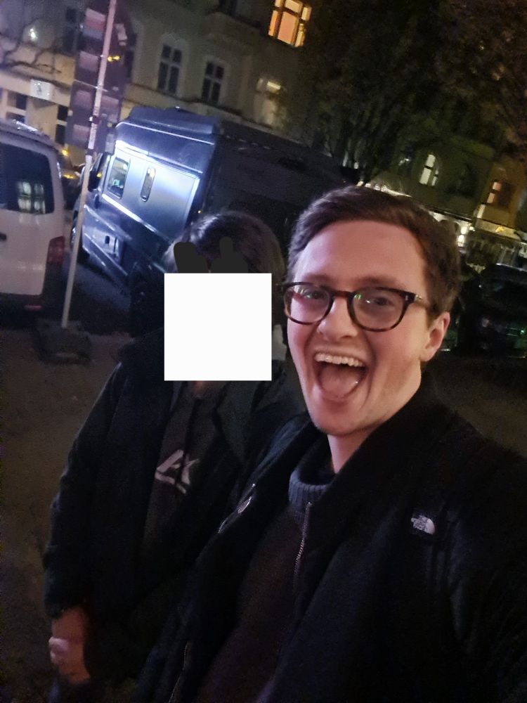Me and the youtuber Max Fosh infront of the cinema where he performed his show "Loophole" 