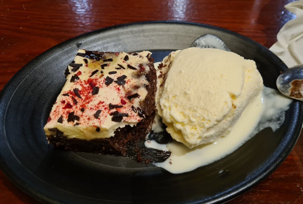 Black forest brownie and ice cream 