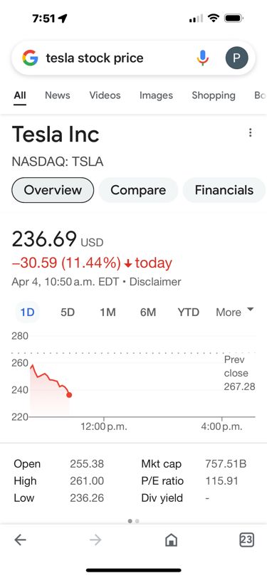Tesla stock down big!