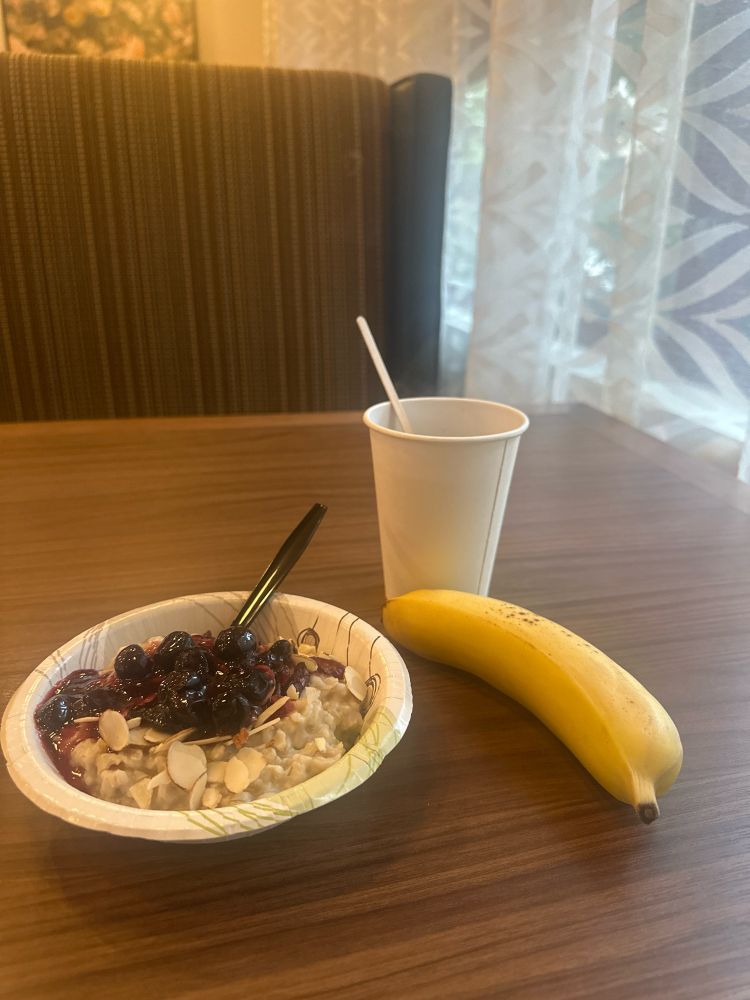 Vegan breakfast at the Residence Inn By Marriott Downton Riverwalk.