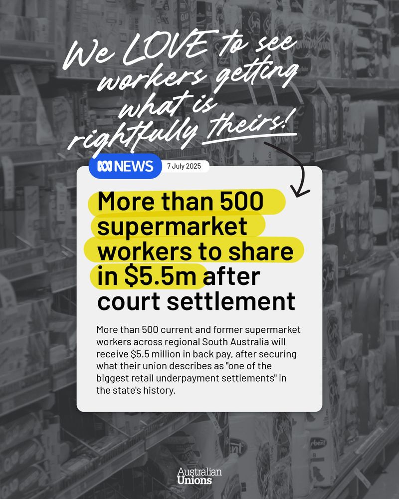 Newspaper headline saying "more than 500 supermarket workers to share $5.5m after court settlement