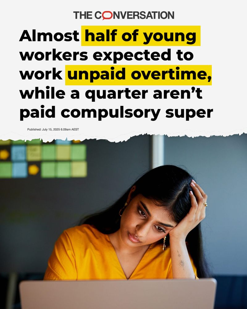 Newspaper headline- Almost half of young workers expected to work unpaid overtime, while a quarter arent paid compulsory super
