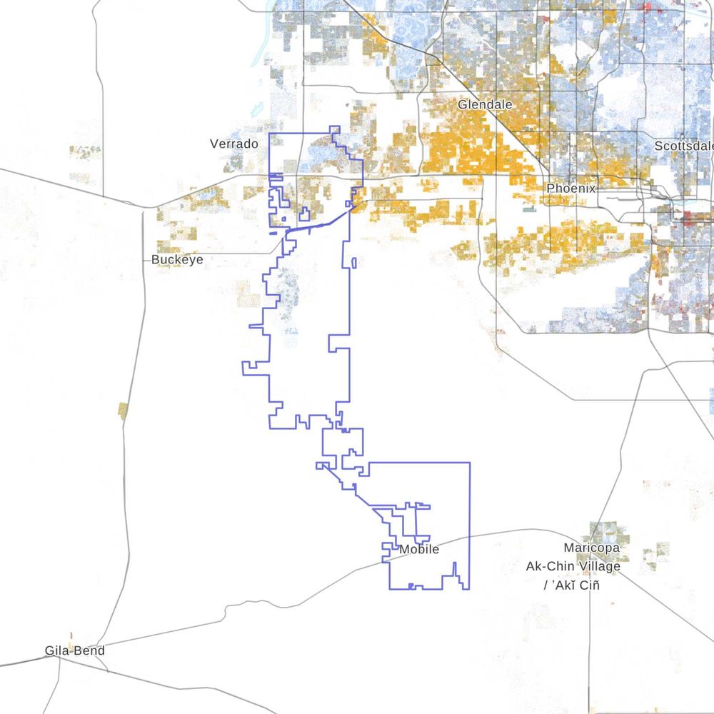 A dot map of Goodyear, AZ's population by race