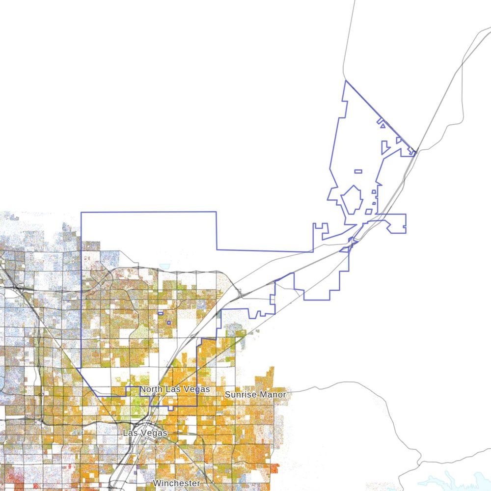 A dot map of North Las Vegas, NV's population by race