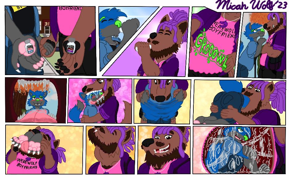 Both Micah and Miles take the potion, Micah consumes Miles, who wags his tail with excitement, then Micah asked if Miles was comfortable in his stomach 