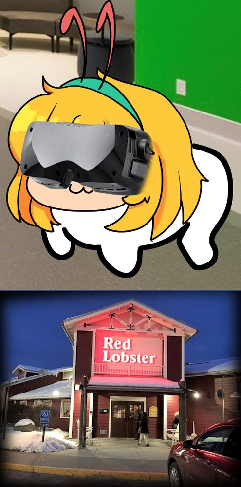 Hudu using a virtual reality headset to enter Red Lobster
