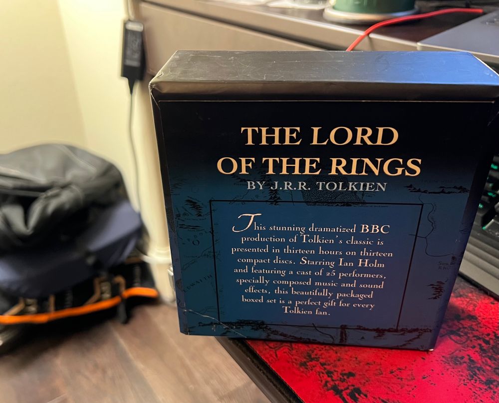 Picture of my Lord of the Rings 13 CD audiobook box set (starring Ian Holm)