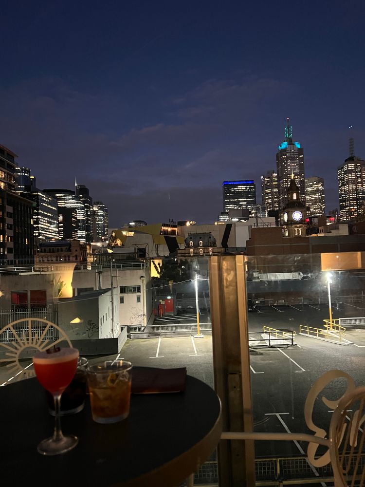 Melbourne skyline and cocktails with mistress nyx on rooftop bar. 