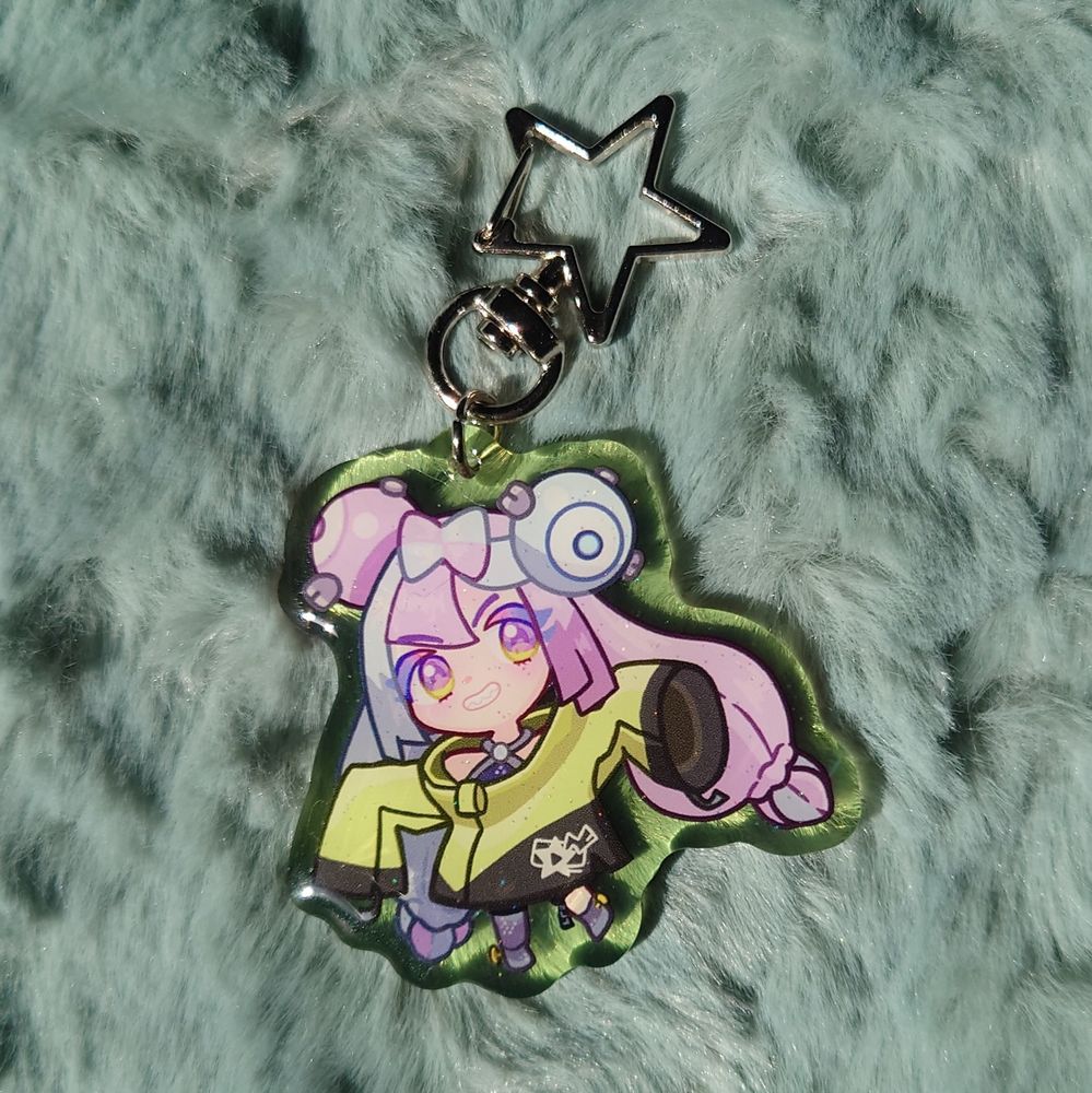 Iono as a keychain on a fluffy background